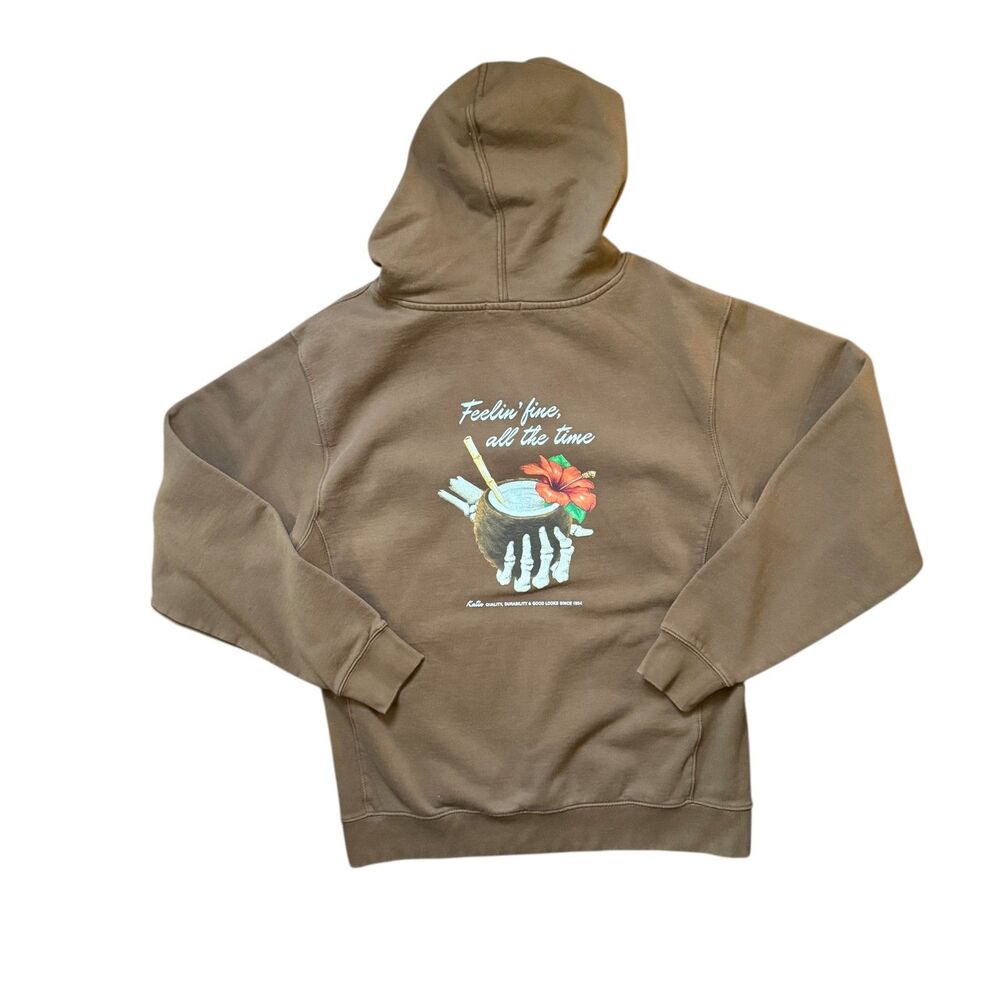KATIN Surf Sweatshirt Men's Size S Brown Skeleton Coconut Tropical EUC Soft